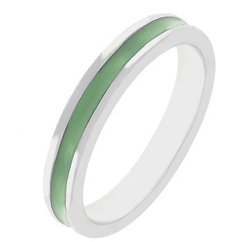 NEW White Gold Silver Olive Green Enamel Eternity Ring