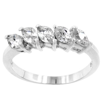 NEW White Gold .925 Sterling Silver 5-Stone Ring