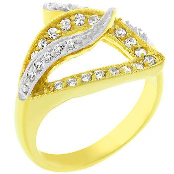 NEW Two Tone 14k Gold White Gold Silver CZ Ring