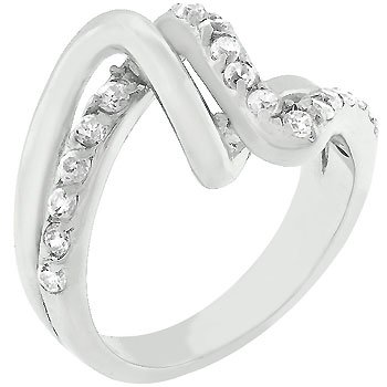 NEW White Gold Silver ChannelCZ Set Mirror Ring
