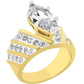 NEW Marquis Cubic Zirconia 14K Gold Plated Ring
