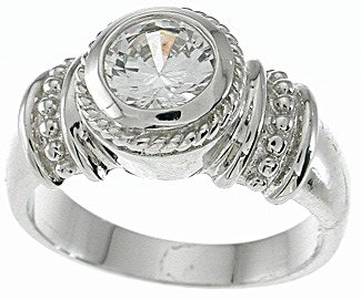 NEW 925 Sterling Silver CZ Antique Engagement Ring