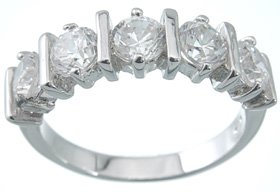 NEW 925 Sterling Silver CZ Platinum Brilliant Ring