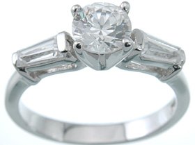 NEW 925 Sterling Silver CZ Solitaire Engagement Ring