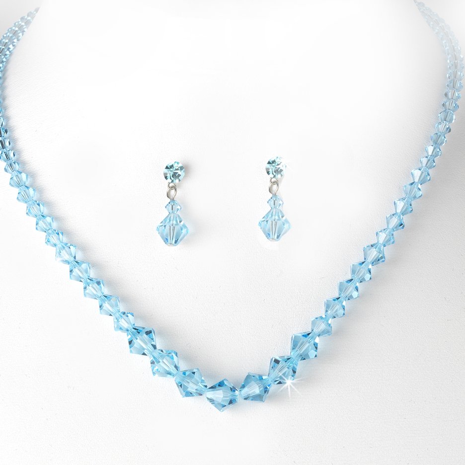 Turquoise Swarovski Crystal Necklace Earring Set