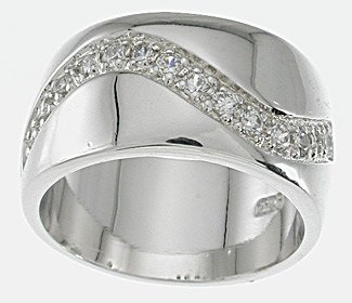 NEW 925 Sterling Silver CZ Platinum Band Ring