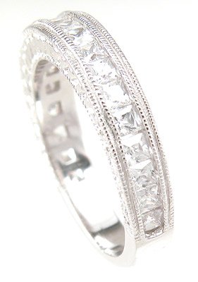 NEW 925 Sterling Silver CZ Antique Wedding Band