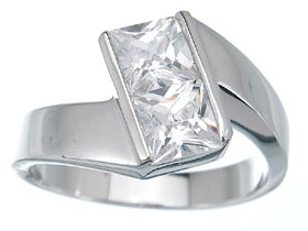 NEW 925 Sterling Silver CZ Princess Fashion Ring