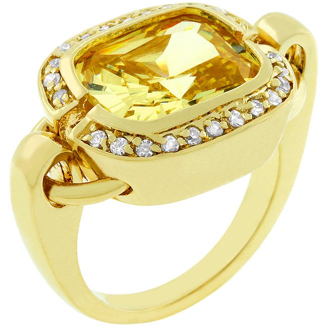 14k Gold Bonded Bezel Set Jonquil Cushion Cut Ring