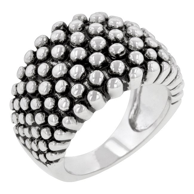 White Gold Rhodium Bonded Ring in Silvertone