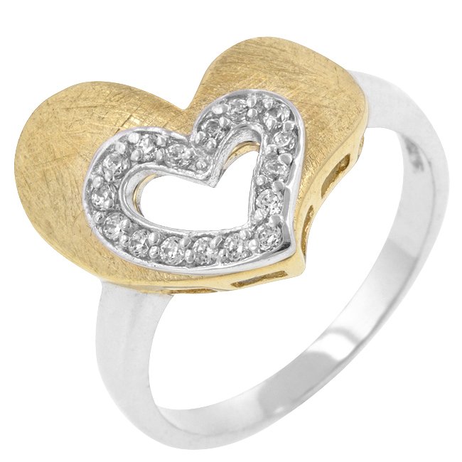 White Gold Rhodium 14k Gold Bonded Clear CZ Ring