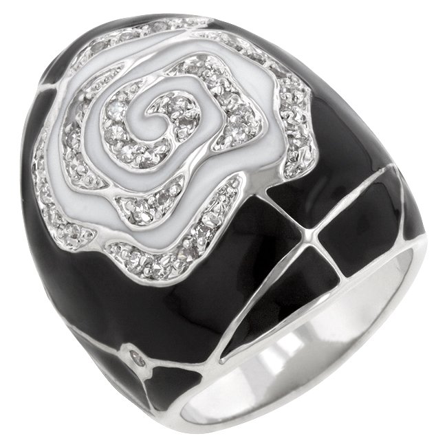 White Gold Rhodium Bonded Round Cut Clear CZ Ring