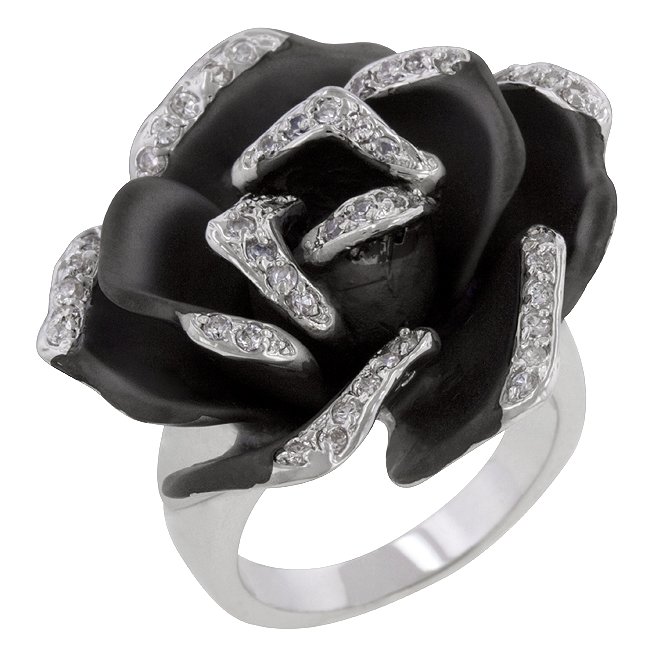 White Gold Rhodium Bonded Round Cut Clear CZ Ring