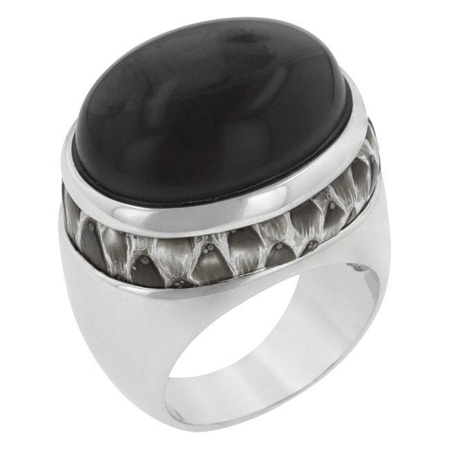 White Gold Rhodium Bonded Smokey Topaz Ring