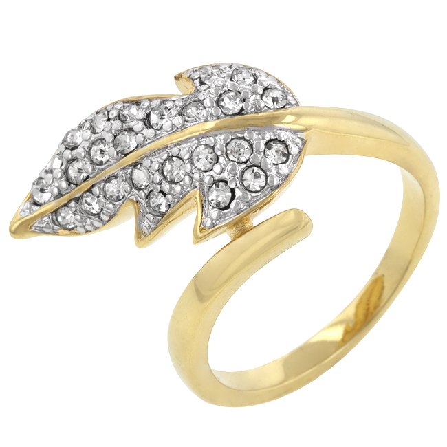 14k Gold Bonded Round Cut Clear Crystal Cocktail Ring