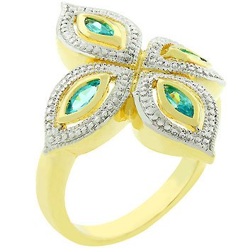 14k Gold White Gold Rhodium Bonded Clover Flower Ring