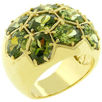 14k Gold Bonded Dome Pave Olive CZ Ring