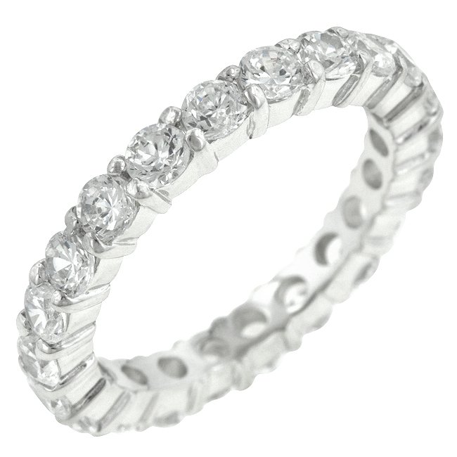White Gold Rhodium to 925 Sterling Silver Eternity Ring