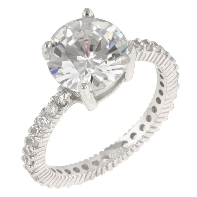 White Gold Rhodium 925 Sterling Silver Engagement Ring