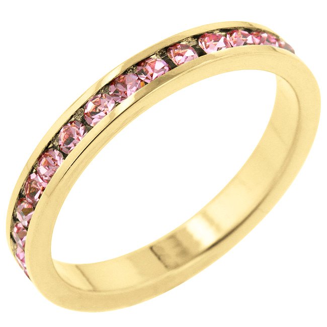 14k Gold Bonded Round Cut Clear CZ Stacker Ring