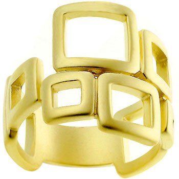 14k Gold Matte Square Art Deco Ring