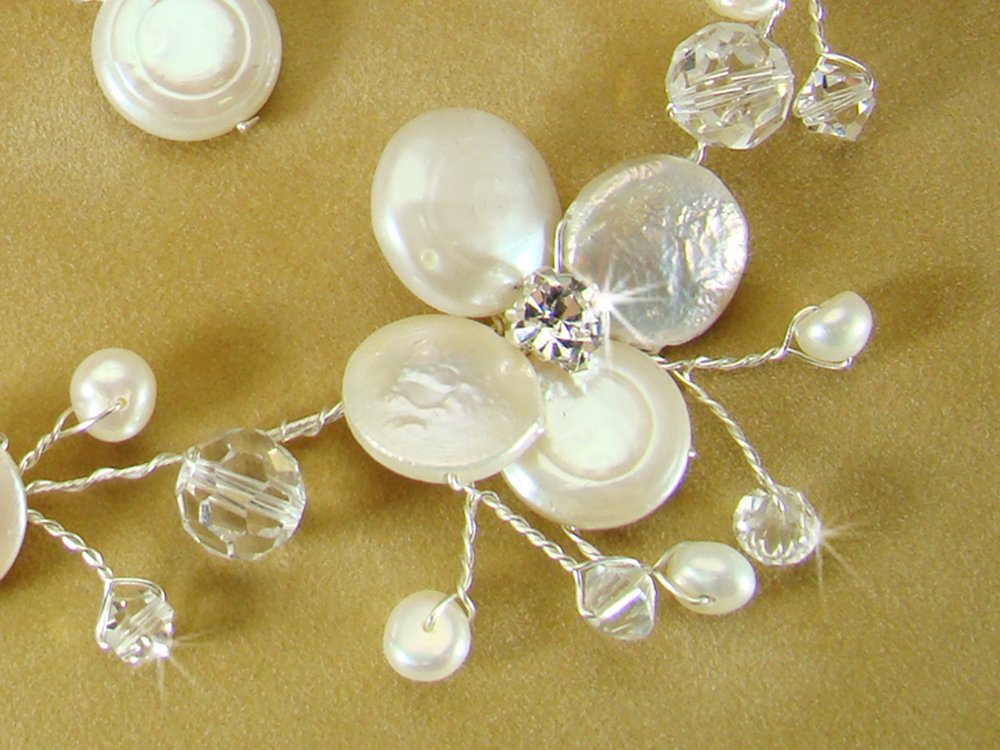 Silver Swarovski Keshi Pearl Necklace Earring Set