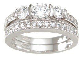 New 925 Sterling Silver CZ Wedding Set Ring