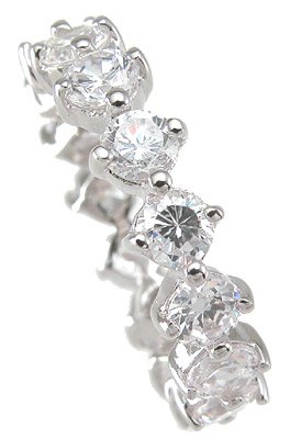New 925 Sterling Silver CZ Eternity Wedding Ring