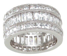 New 925 Sterling Silver CZ Triple Eternity Ring