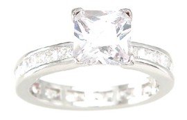 New 925 Sterling Silver CZ Princess Cut Ring