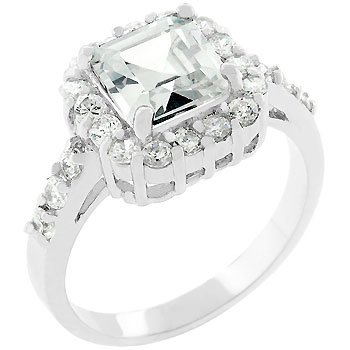 NEW White Gold Silver Princess Anniversary CZ Ring