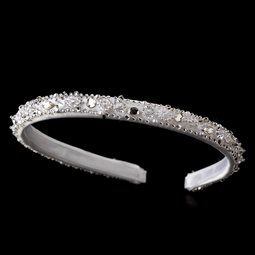 White Sparkling Crystal Beaded Headband Tiara