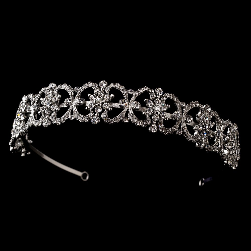 Silver Clear Rhinestone Crystal Bridal Headband Tiara