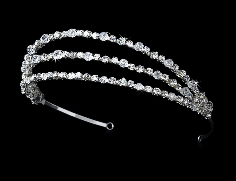 Silver Swarovski Triple Band Headband Tiara