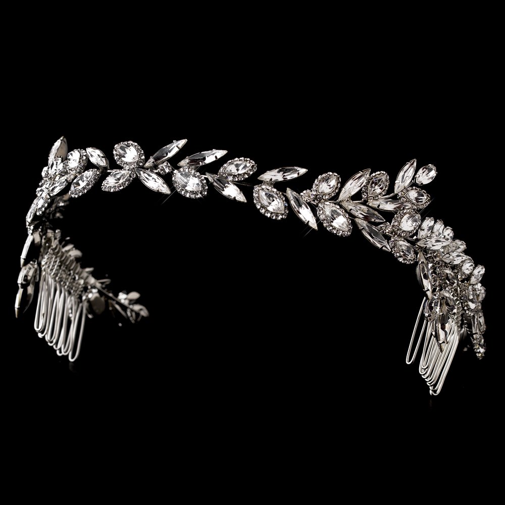 Silver Marquise Rhinestone Crystal Headband Tiara