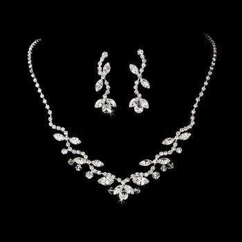 Silver Sparkling Swarovski Crystal Necklace Earring Set