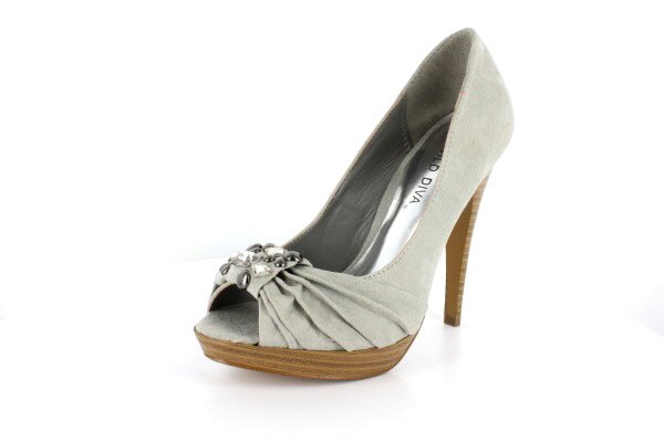 New Gray Suede Rhinestone Pump High Heels Shoes