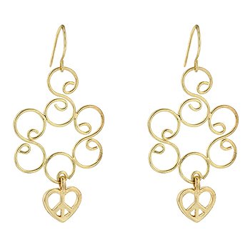 NEW 14K Gold Golden Heart Dangle Earrings