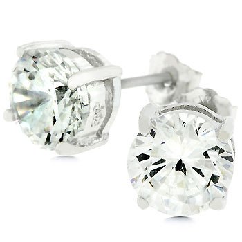 NEW White Gold 925 Sterling Silver Stud Earrings