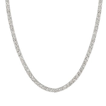 NEW White Gold Silver Necklace CZ Trillion Cut Clear