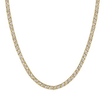 NEW 14K Gold Necklace Pronged Trillion Cut Clear
