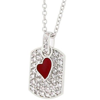 NEW Whote Gold CZ Doggy Tag Pendant Necklace