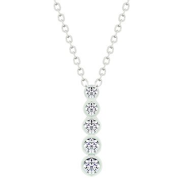 NEW White Gold CZ Journey Pendant Necklace