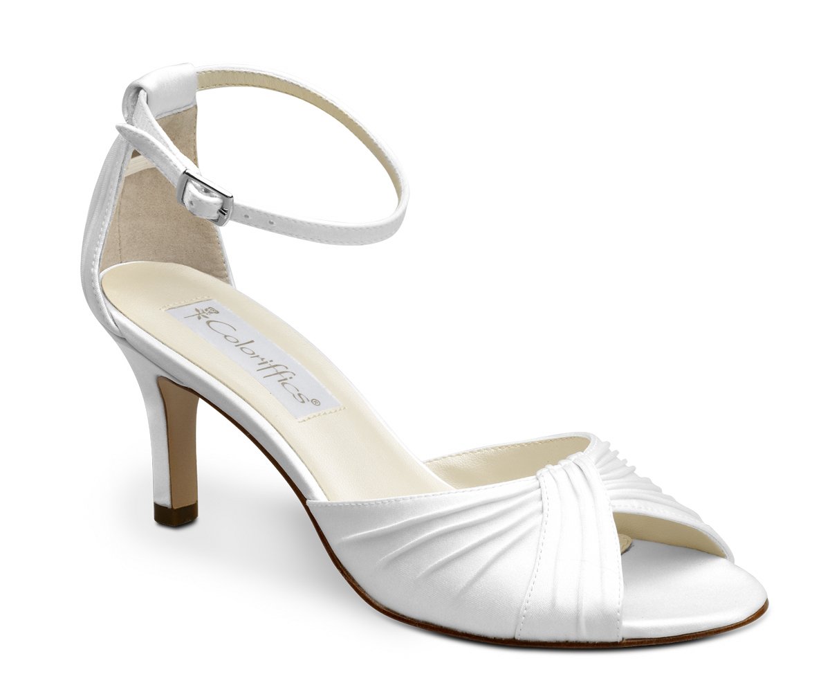White Dyeable Satin Open Toe Close Back Shoes