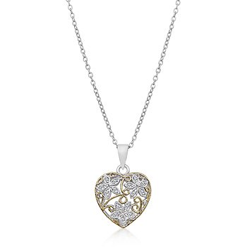 14K Gold Rhodium Heart Necklace Pendant