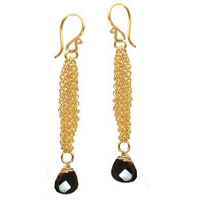 14K Gold Filled Chain Black Spinel Earrings
