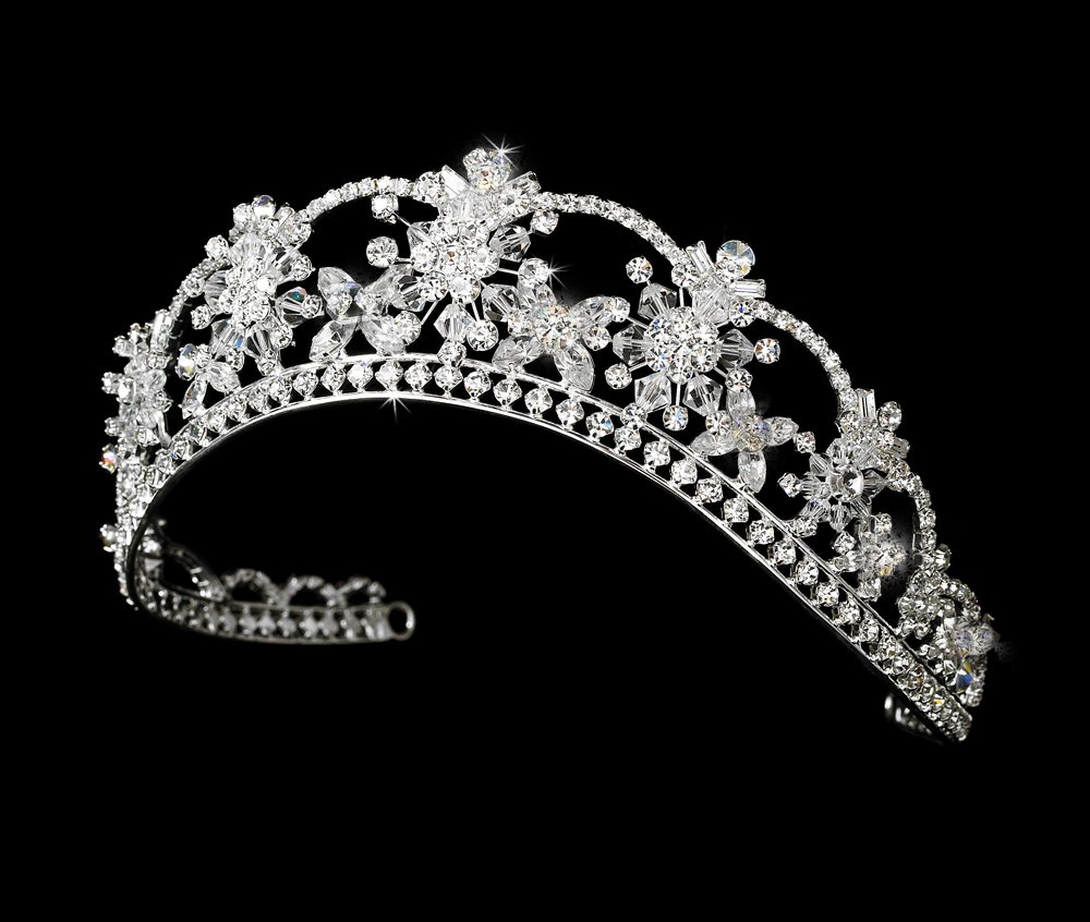 Silver Clear Swarovski Crystal Flower Bridal Tiara