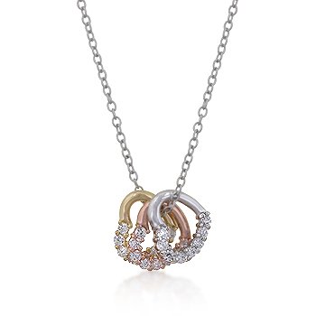 14K Gold Rose Gold Rhodium Hearts Necklace