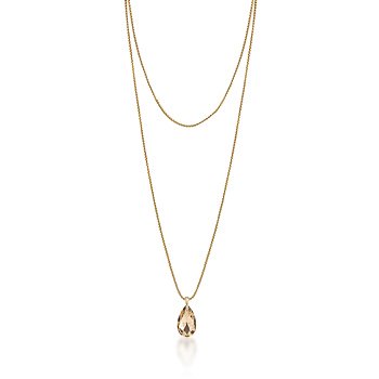 14K Gold Chain Necklace Champagne Pendant