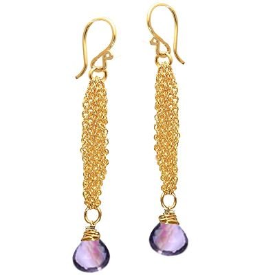 925 Sterling Silver Chain Amethyst Earrings